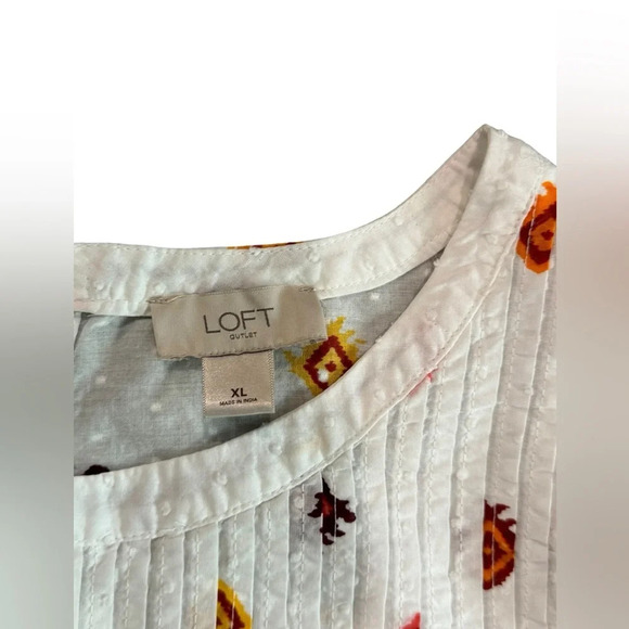NWT XL Ann Taylor LOFT Aztec print white and orange print - Picture 6 of 6